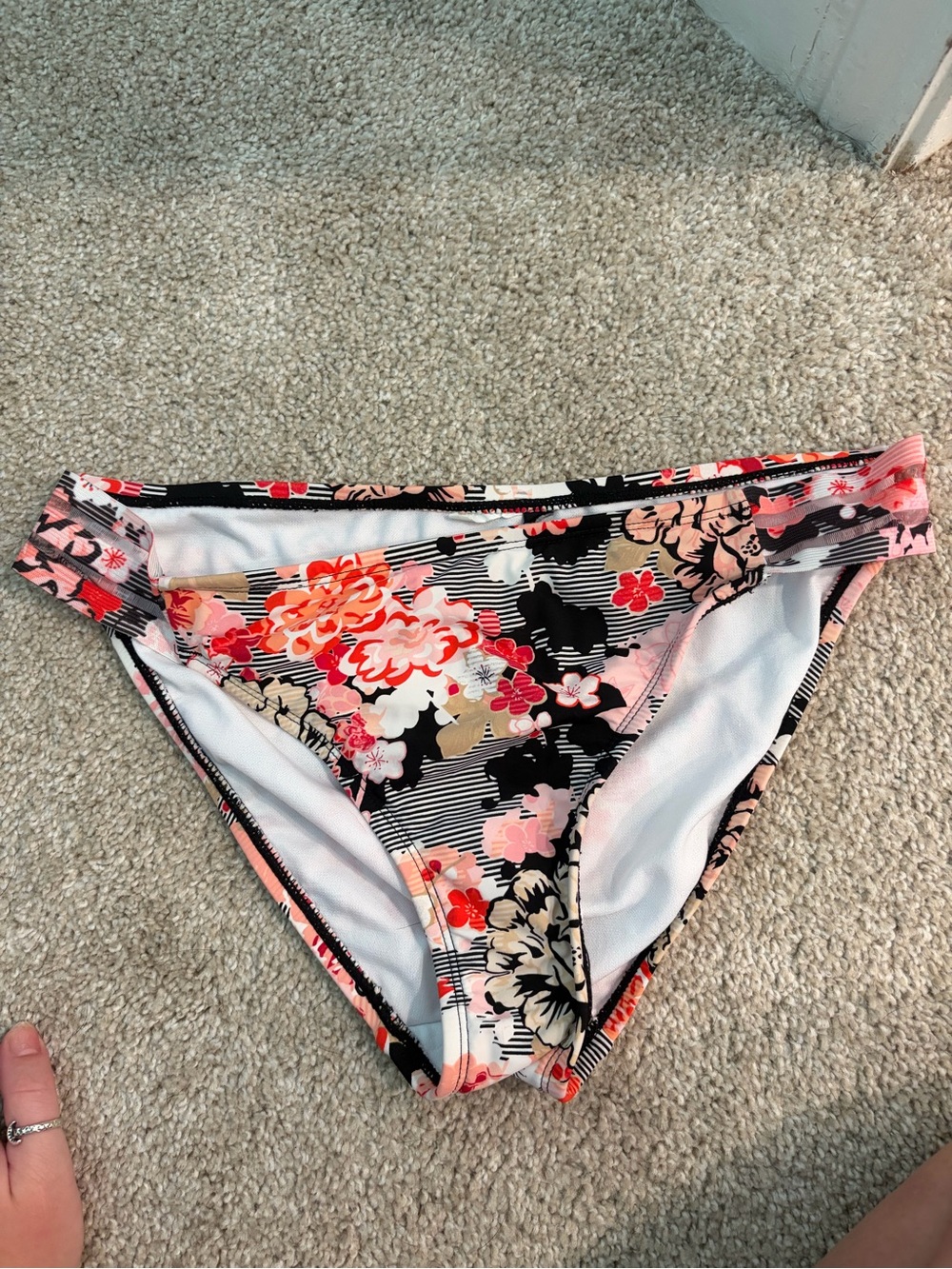 Source Unknown Floral Bikini Bottom - Black, Pink & Coral